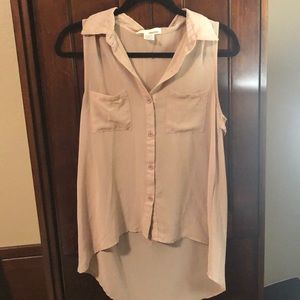 Sans Souci Sleeveless Buttondown Sheer Blouse